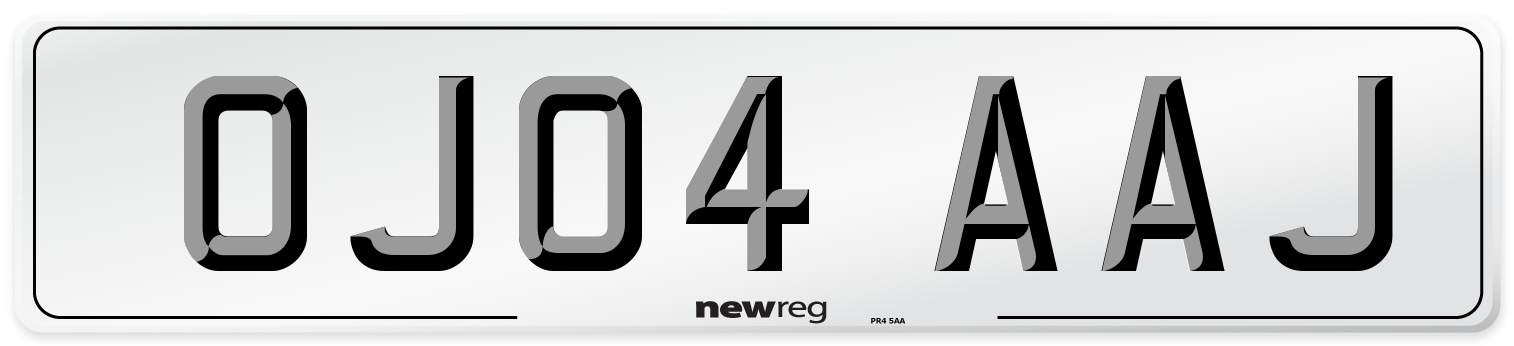 OJ04 AAJ Number Plate from New Reg
